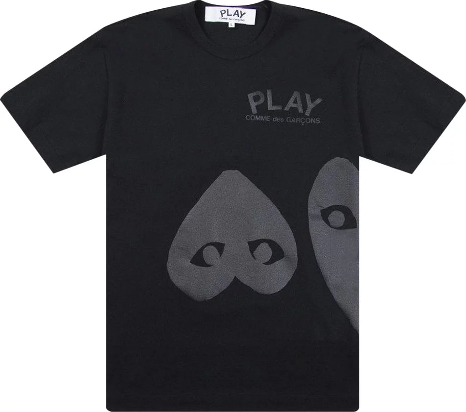 COMME DES GARCONS PLAY Three Hearts T Shirt Black AZ T196 051 1 Privei