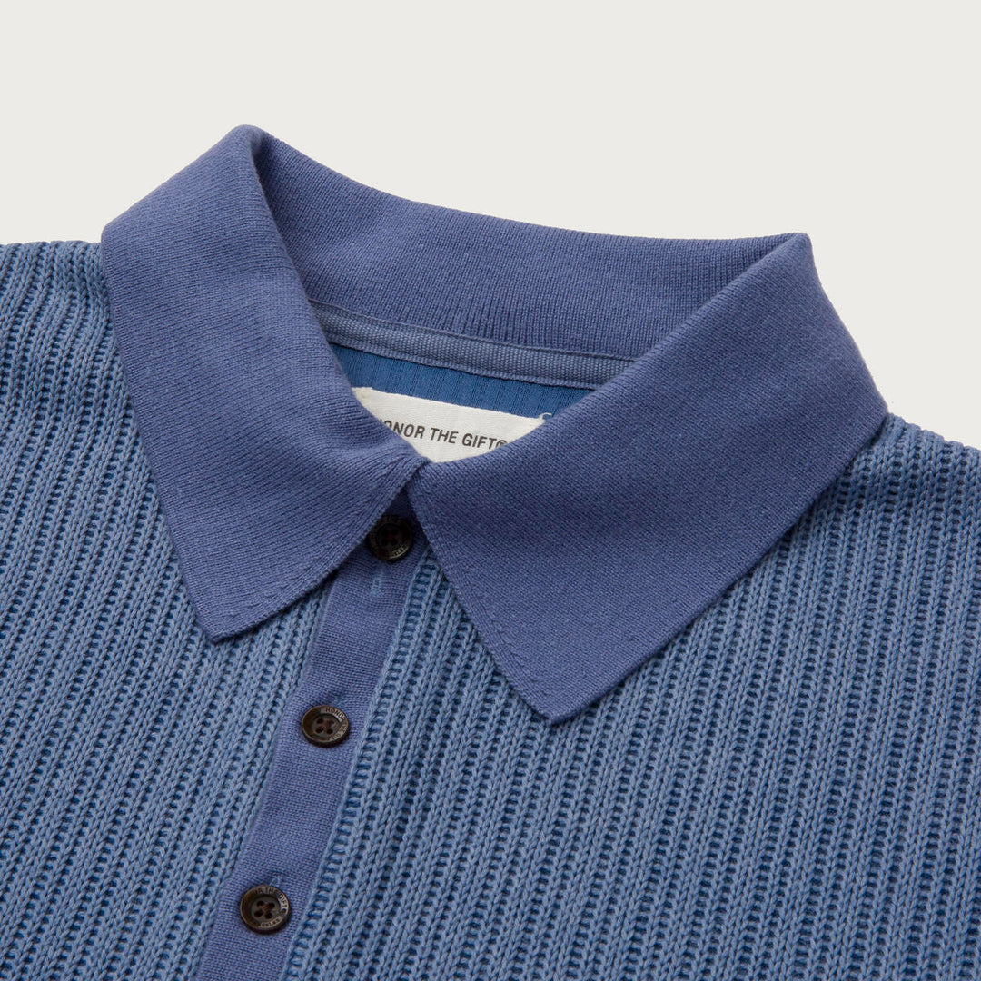 Honor The Gift Knit Polo Shirt - Blue