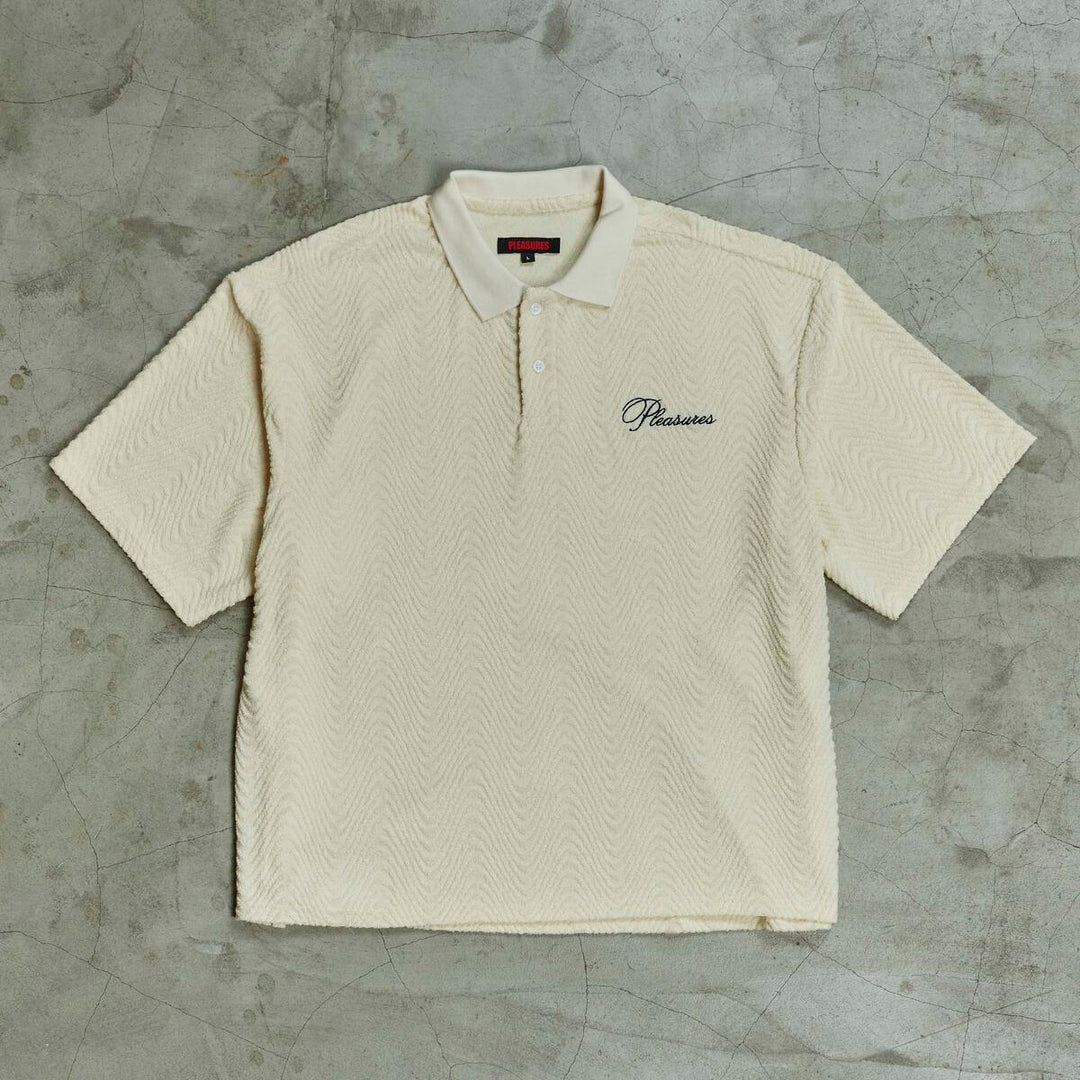 PLEASURES ZEN TERRY BOXY POLO - OFF WHITE