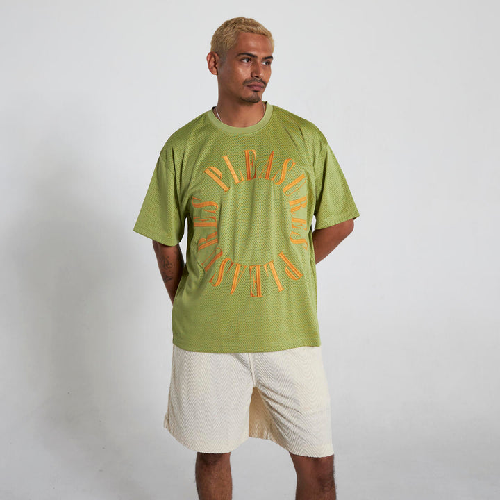 PLEASURES MOTIVE MESH SHIRT - OLIVE