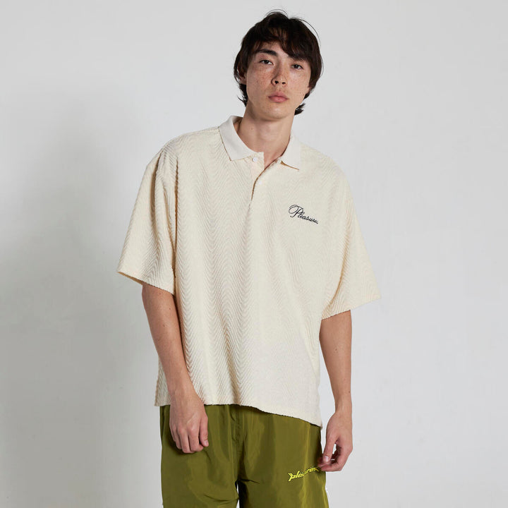 PLEASURES ZEN TERRY BOXY POLO - OFF WHITE