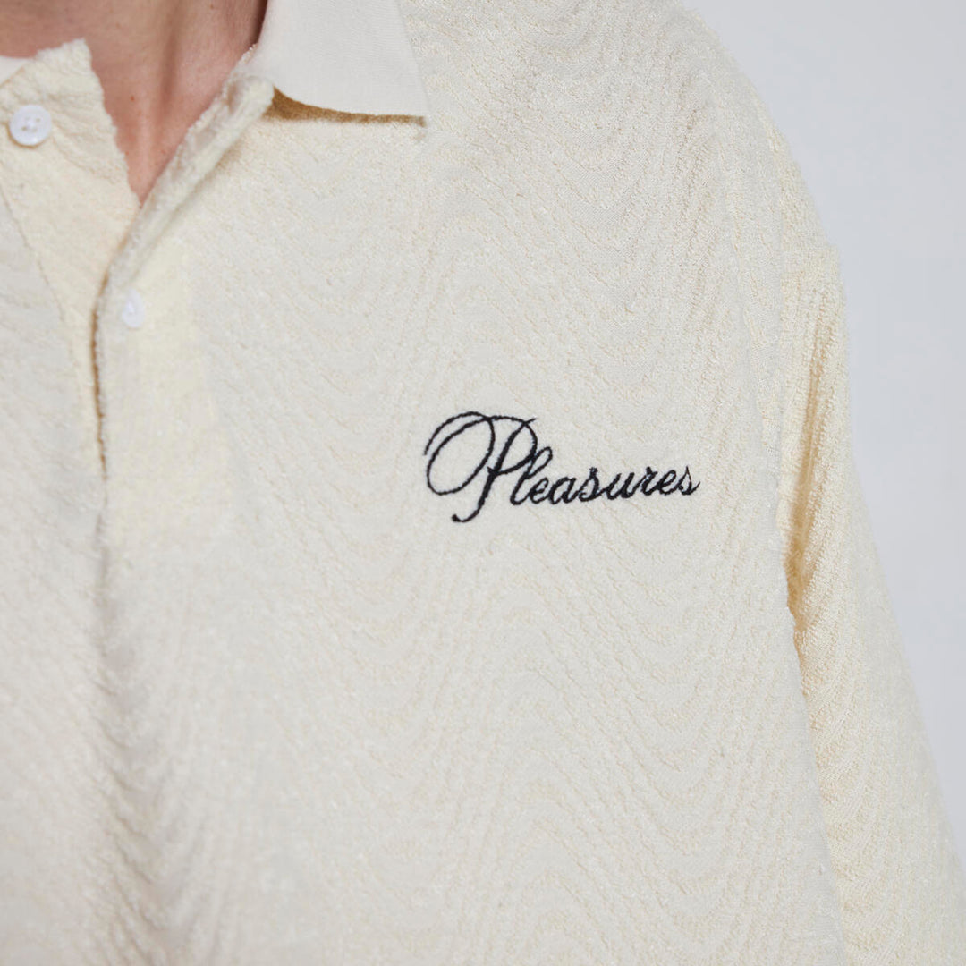 PLEASURES ZEN TERRY BOXY POLO - OFF WHITE