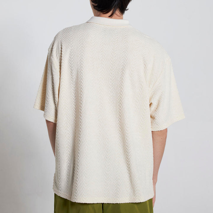 PLEASURES ZEN TERRY BOXY POLO - OFF WHITE