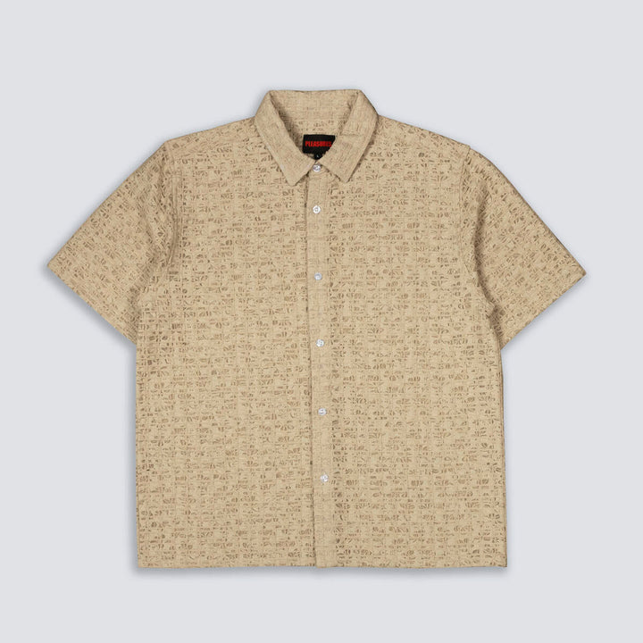 PLEASURES LACY BUTTON DOWN - TAN