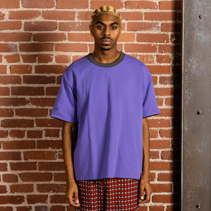 PLEASURES LEGAL REVERSIBLE HEAVYWEIGHT SHIRT - CHARCOAL / PURPLE