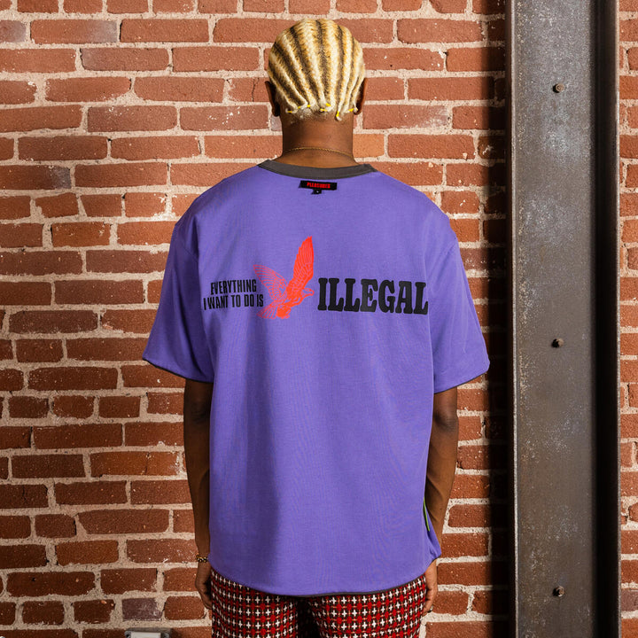 PLEASURES LEGAL REVERSIBLE HEAVYWEIGHT SHIRT - CHARCOAL / PURPLE