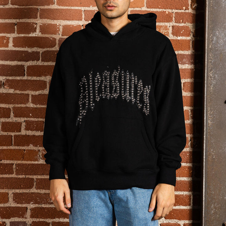 PLEASURES TWITCH STUDDED HOODIE - BLACK