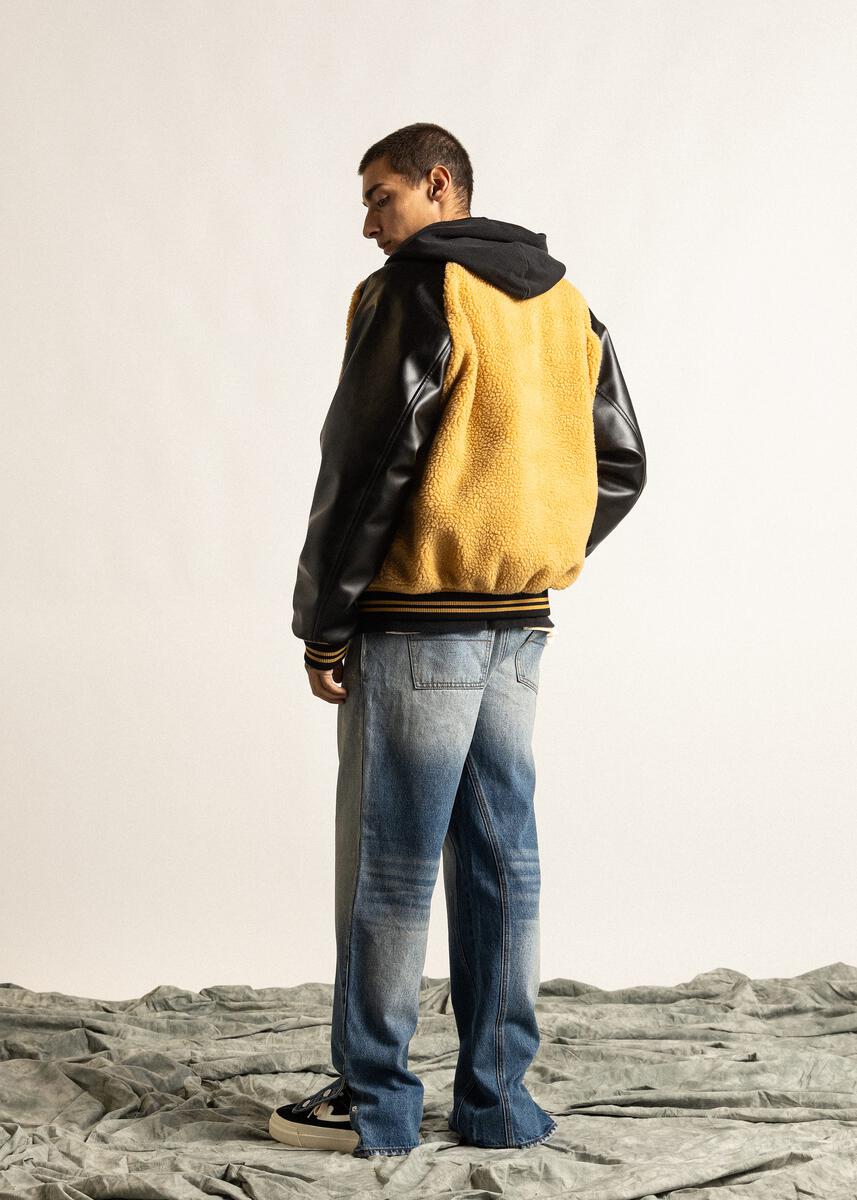 Diet Starts Monday Sherpa Varsity Jacket - Black/Yellow