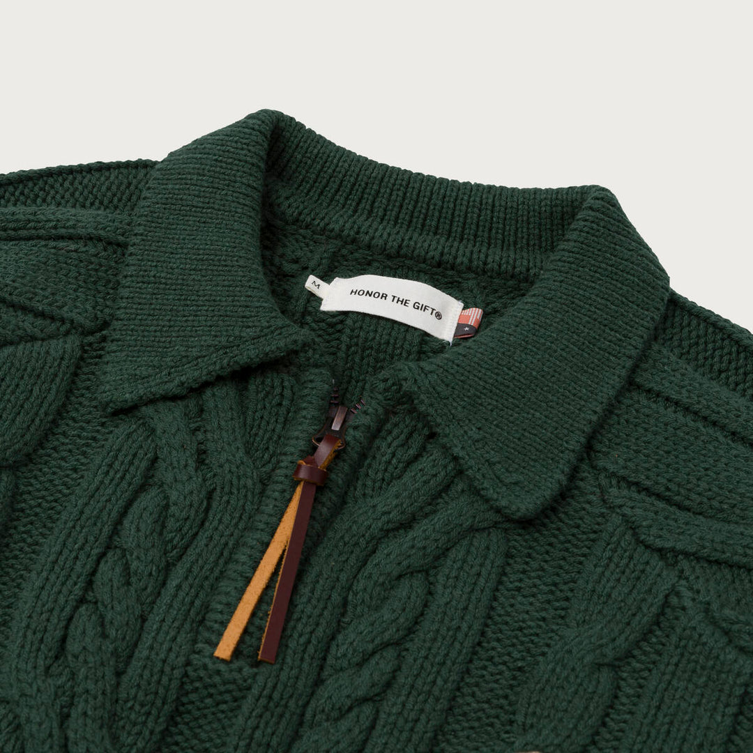 Honor The Gift Cable Zip Leisure Henley - Green