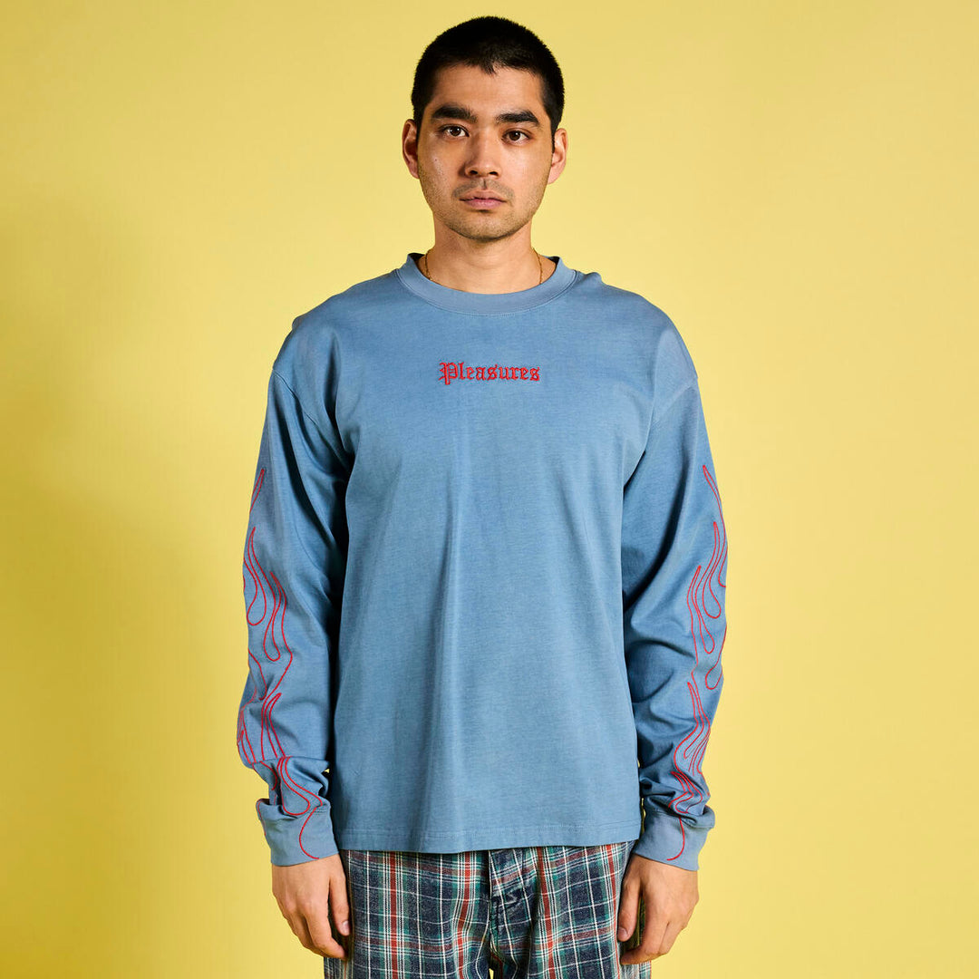 PLEASURES FIERY HEAVYWEIGHT LONGSLEEVE - SLATE