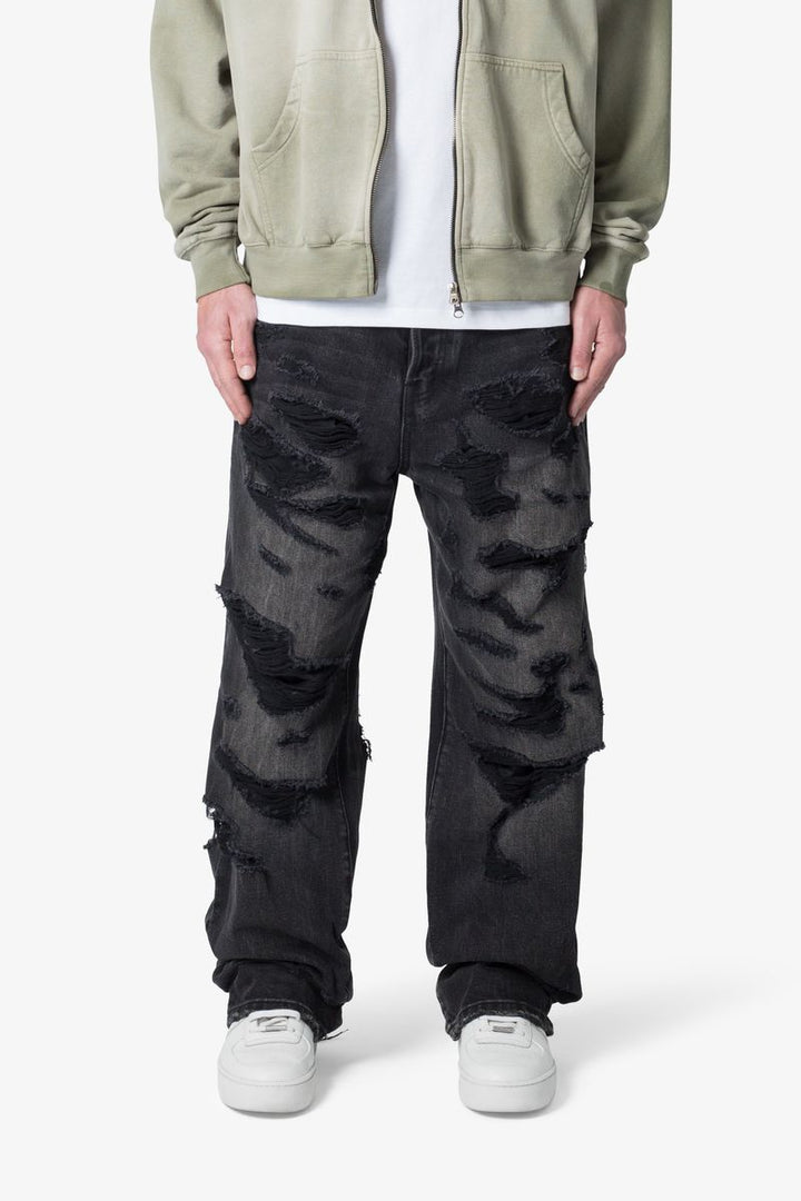 MNML Ultra Baggy Distressed Denim - Vintage Black