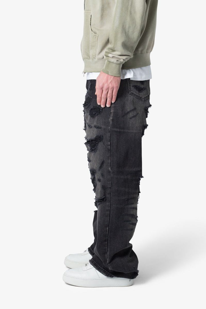 MNML Ultra Baggy Distressed Denim - Vintage Black