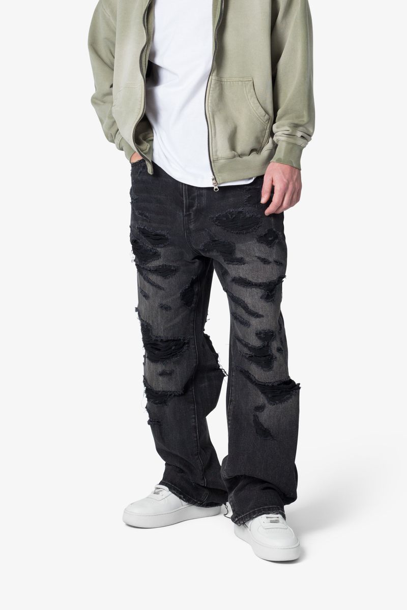 MNML Ultra Baggy Distressed Denim - Vintage Black