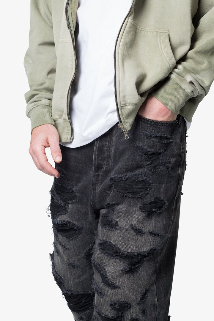 MNML Ultra Baggy Distressed Denim - Vintage Black