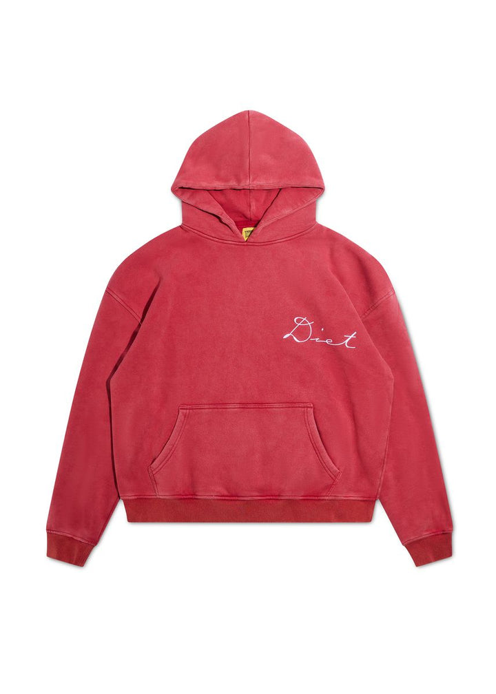 Diet Starts Monday Fleece Chainstitch Hoodie - Red