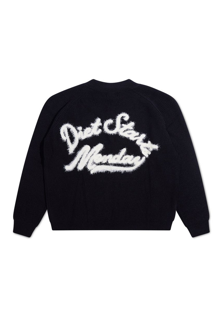 Diet Starts Monday Waffle Knit Pullover - Black/White