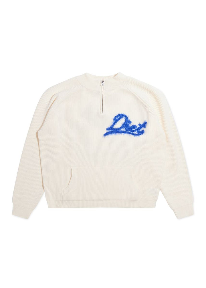 Diet Starts Monday Waffle Knit Pullover - Cream/Blue