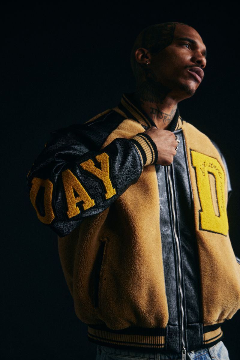 Diet Starts Monday Sherpa Varsity Jacket - Black/Yellow