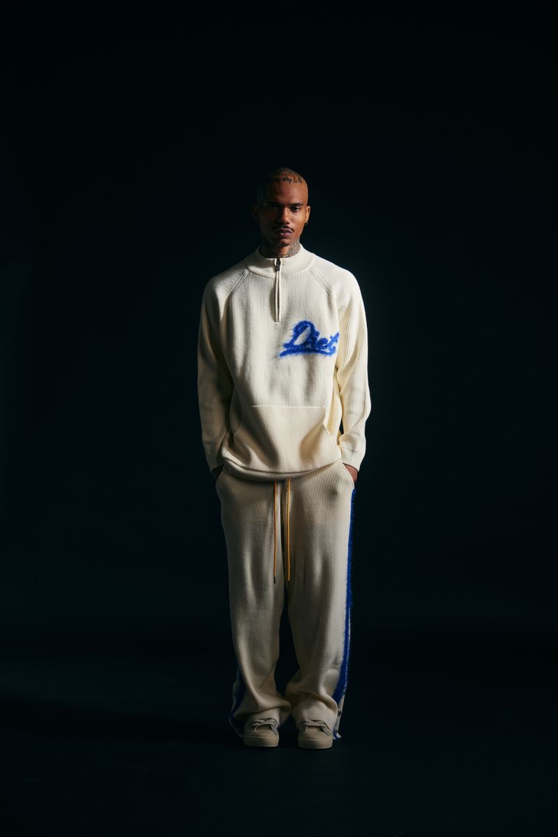 Diet Starts Monday Waffle Knit Pant - Cream/Blue