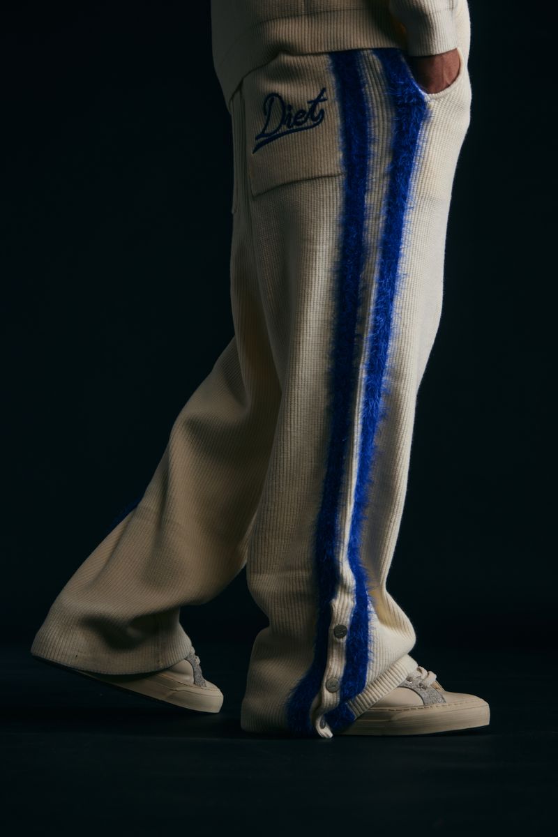 Diet Starts Monday Waffle Knit Pant - Cream/Blue