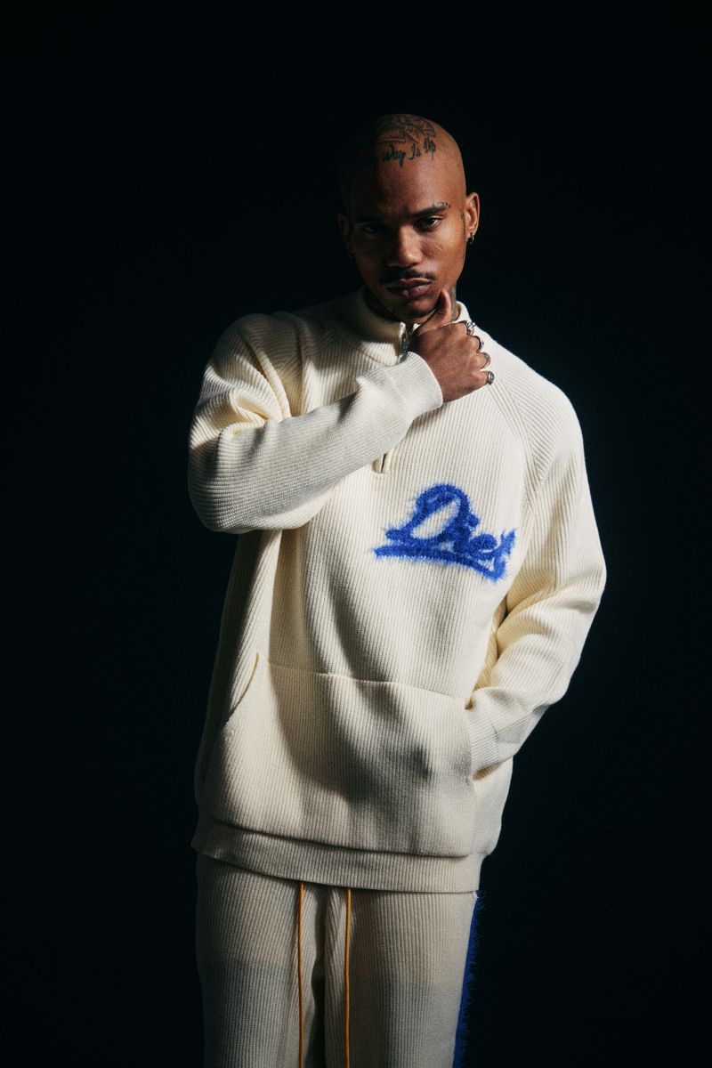 Diet Starts Monday Waffle Knit Pullover - Cream/Blue