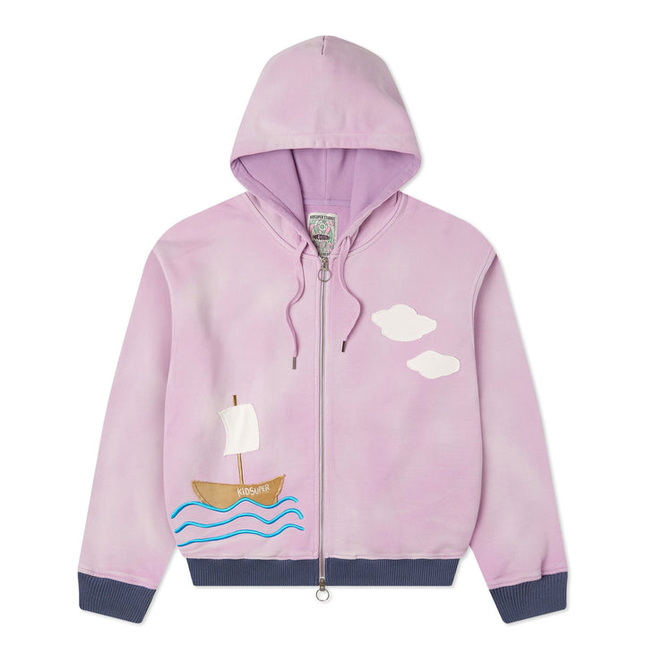 KidSuper Studios Ship Heavyweight Zip Up Hoodie - Purple