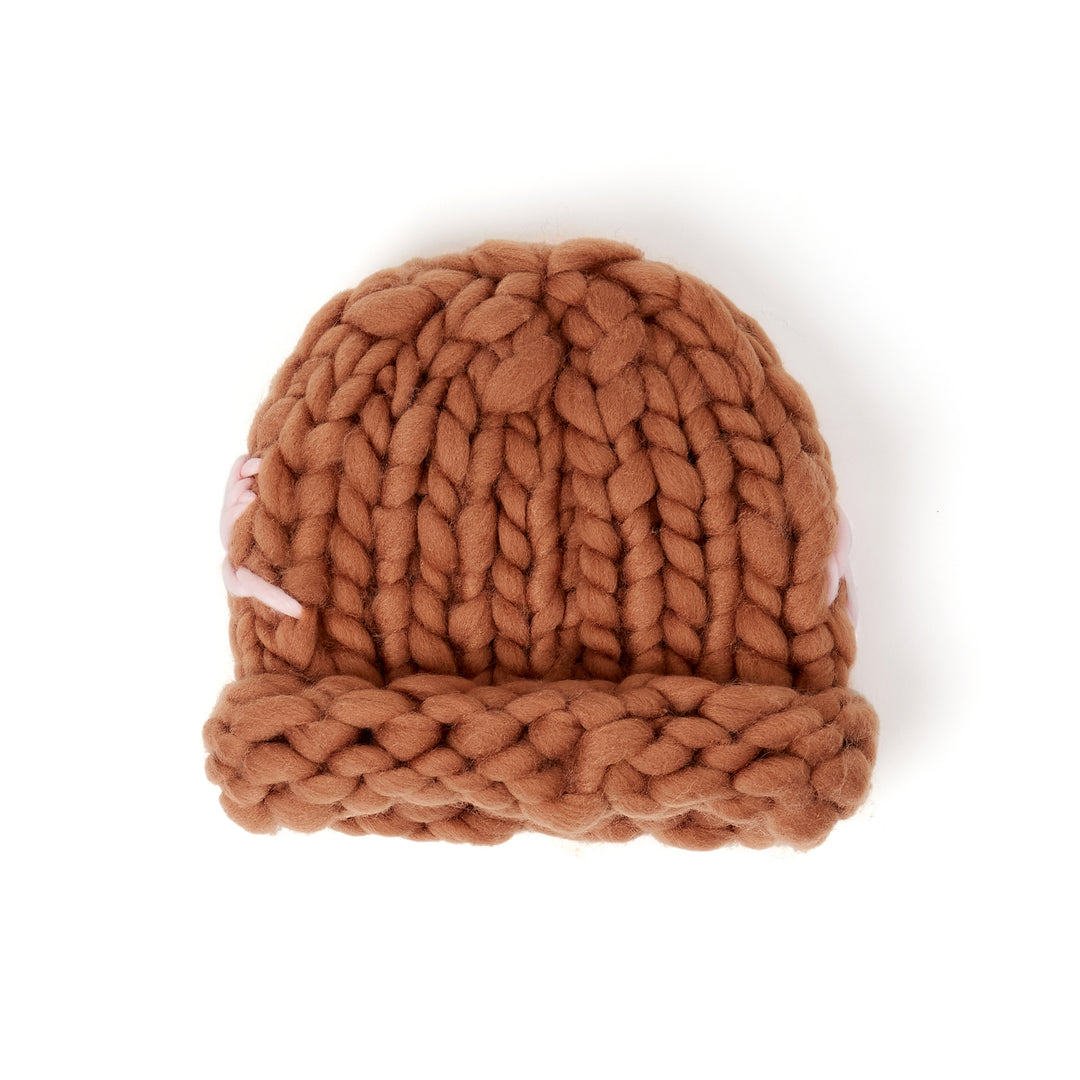 KidSuper Studios Hand Knit Chunky Knit Beanie - Light Brown