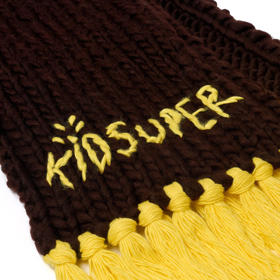 KidSuper Studios Hand Knit Chunky Scarf - Brown