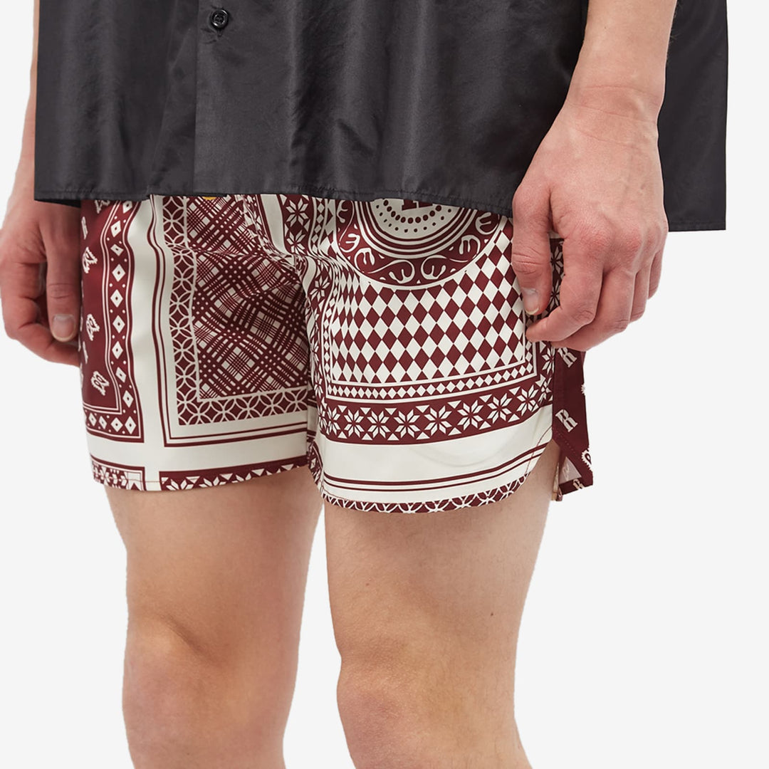 Rhude Card Print Swim Shorts - Maroon/White