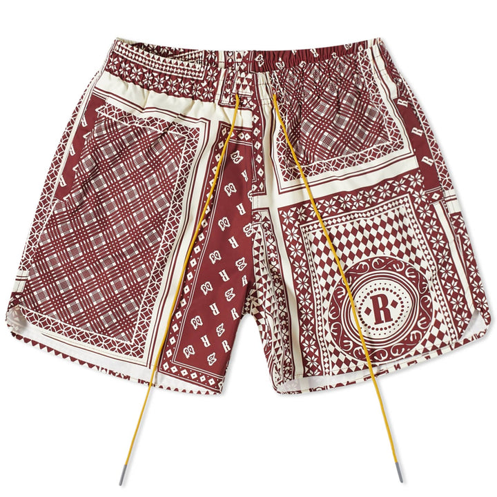 Rhude Card Print Swim Shorts - Maroon/White