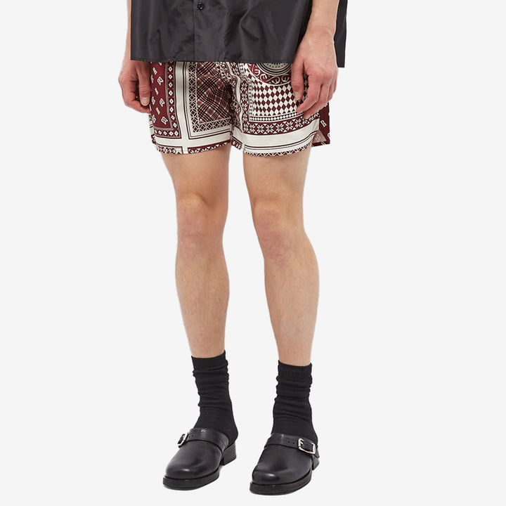 Rhude Card Print Swim Shorts - Maroon/White