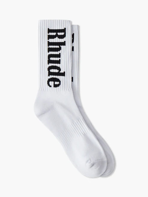 Rhude Vertical Logo Sock - White/Black