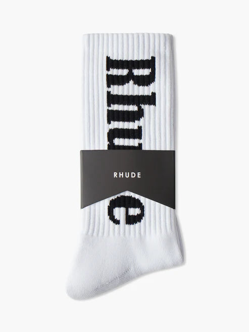 Rhude Vertical Logo Sock - White/Black