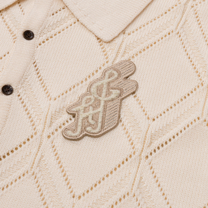 Honor The Gift Diamond Knit Polo - Cream