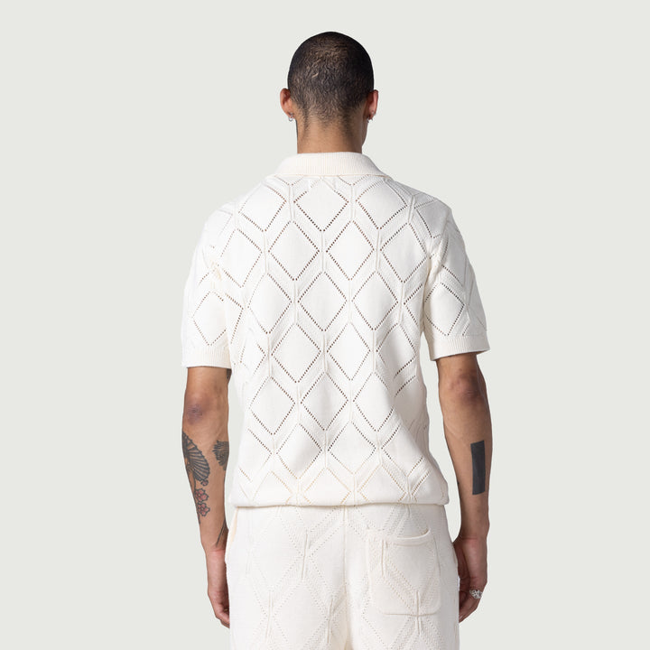 Honor The Gift Diamond Knit Polo - Cream