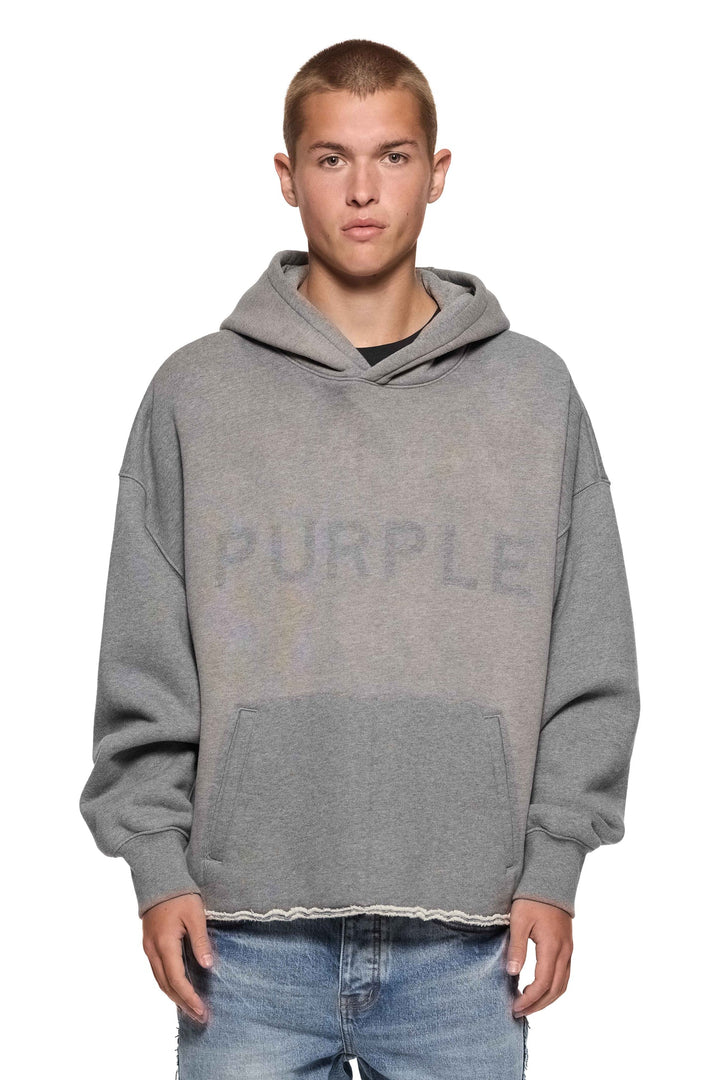 Purple Brand M4104 Grey HFMH424 Shadow Wordmark Oversized Hoodie - Grey