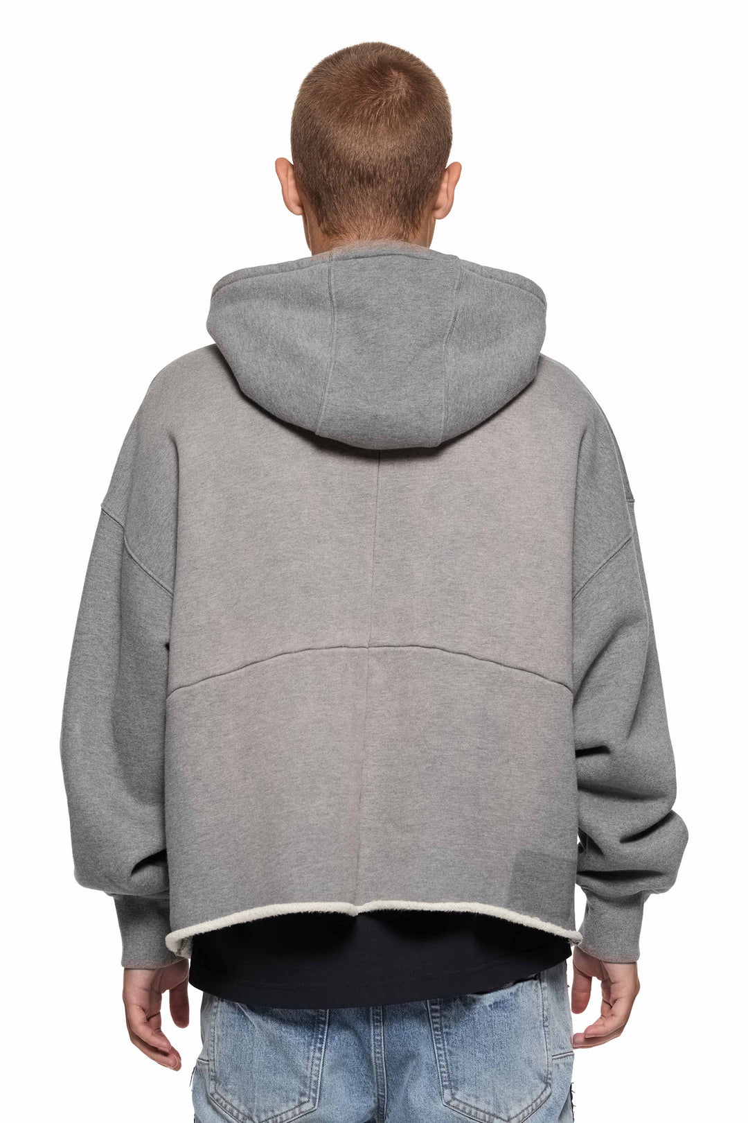 Purple Brand M4104 Grey HFMH424 Shadow Wordmark Oversized Hoodie - Grey