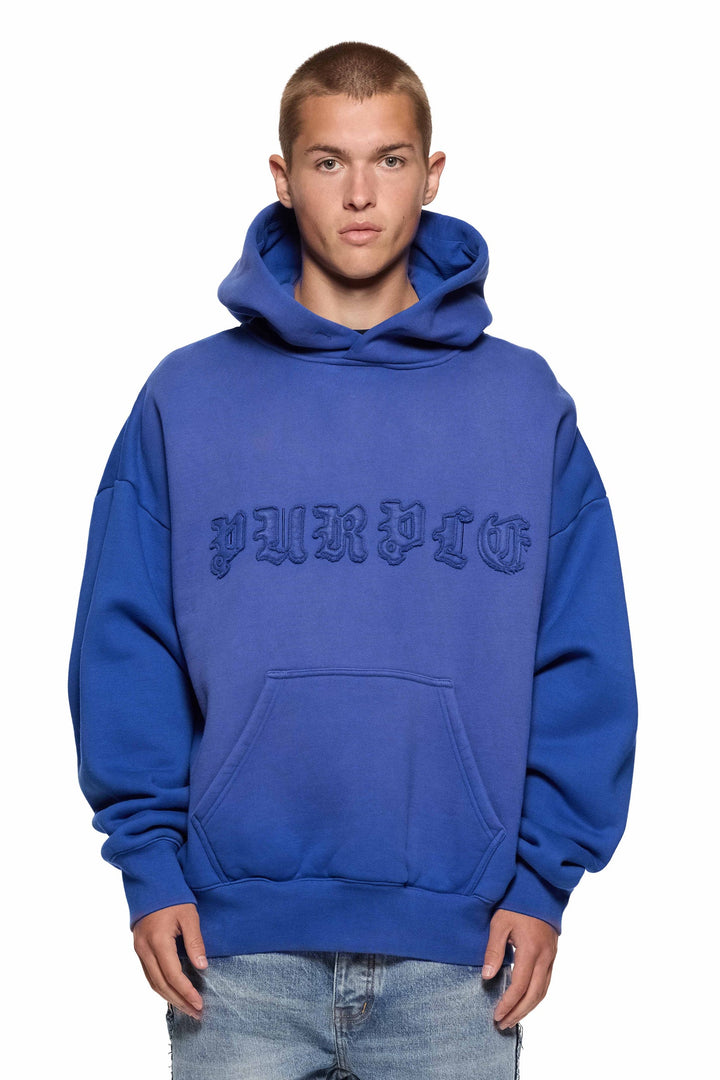 Purple Brand P401 Blue HMGW424 Gothic Applique Hoodie - Blue