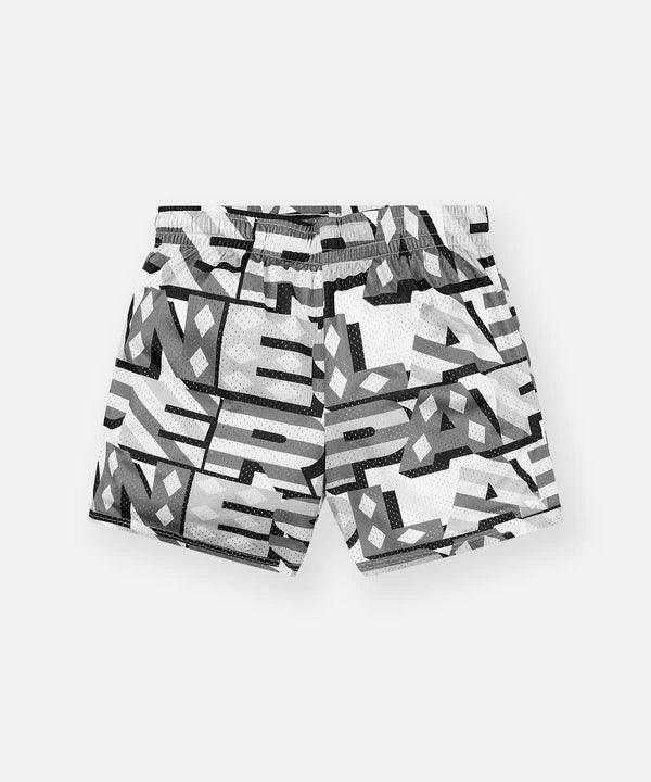 Paper Planes Diamonds And Stripes Mesh Short - Grey