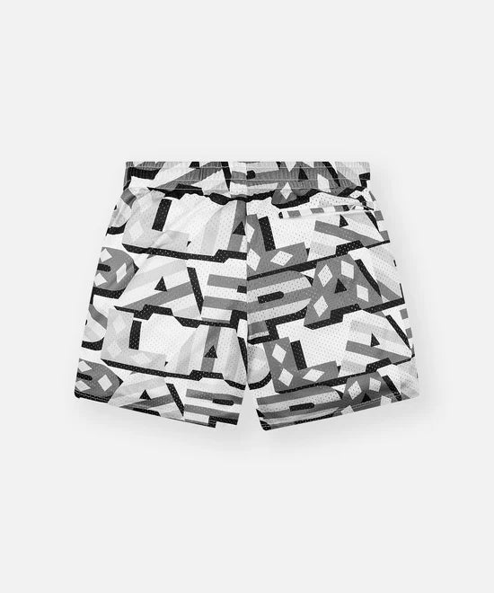 Paper Planes Diamonds And Stripes Mesh Short - Grey