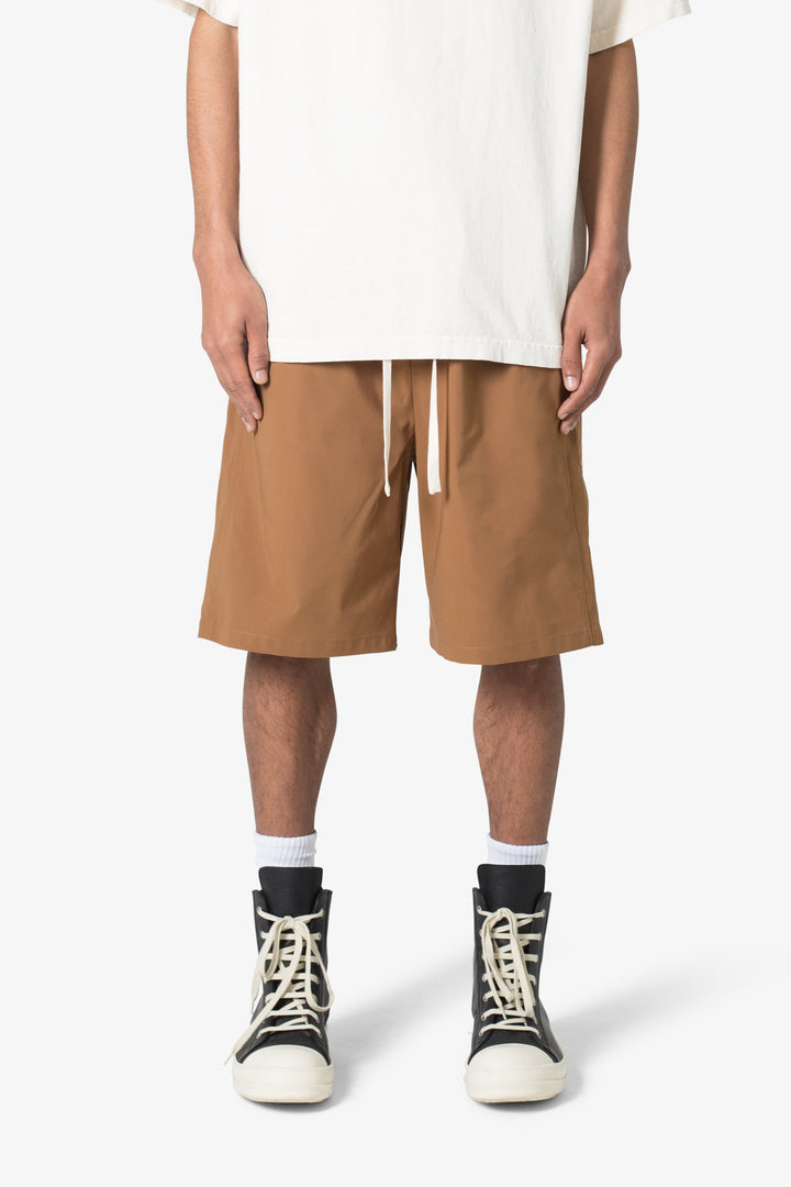 MNML Side Snap Nylon Shorts - Brown