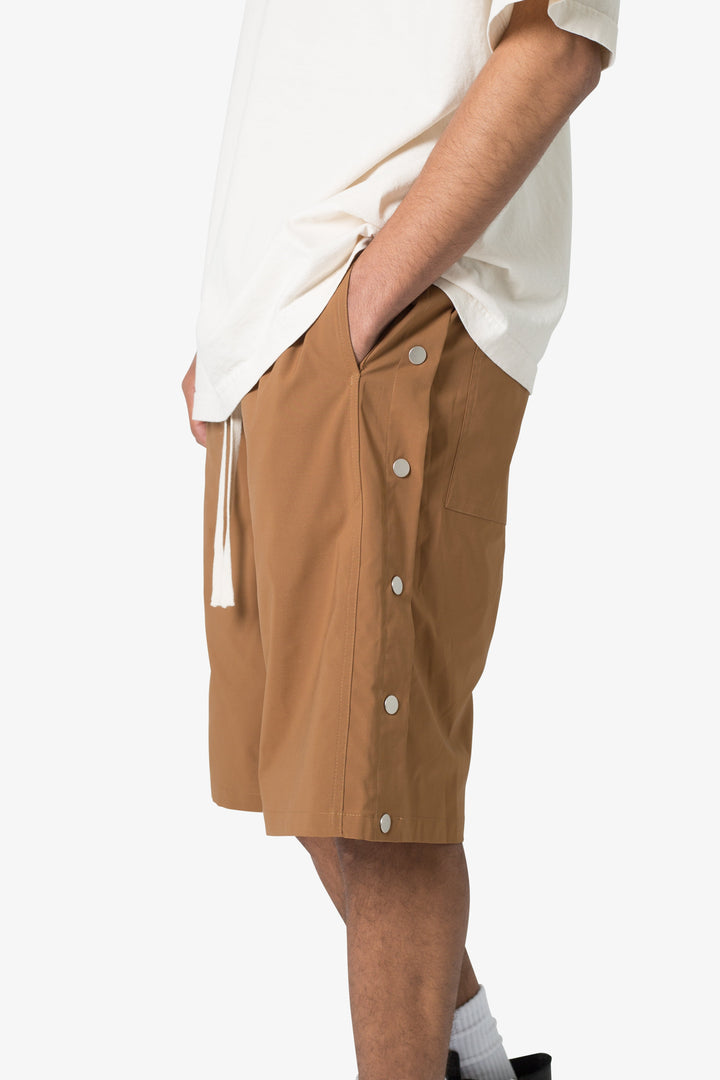 MNML Side Snap Nylon Shorts - Brown