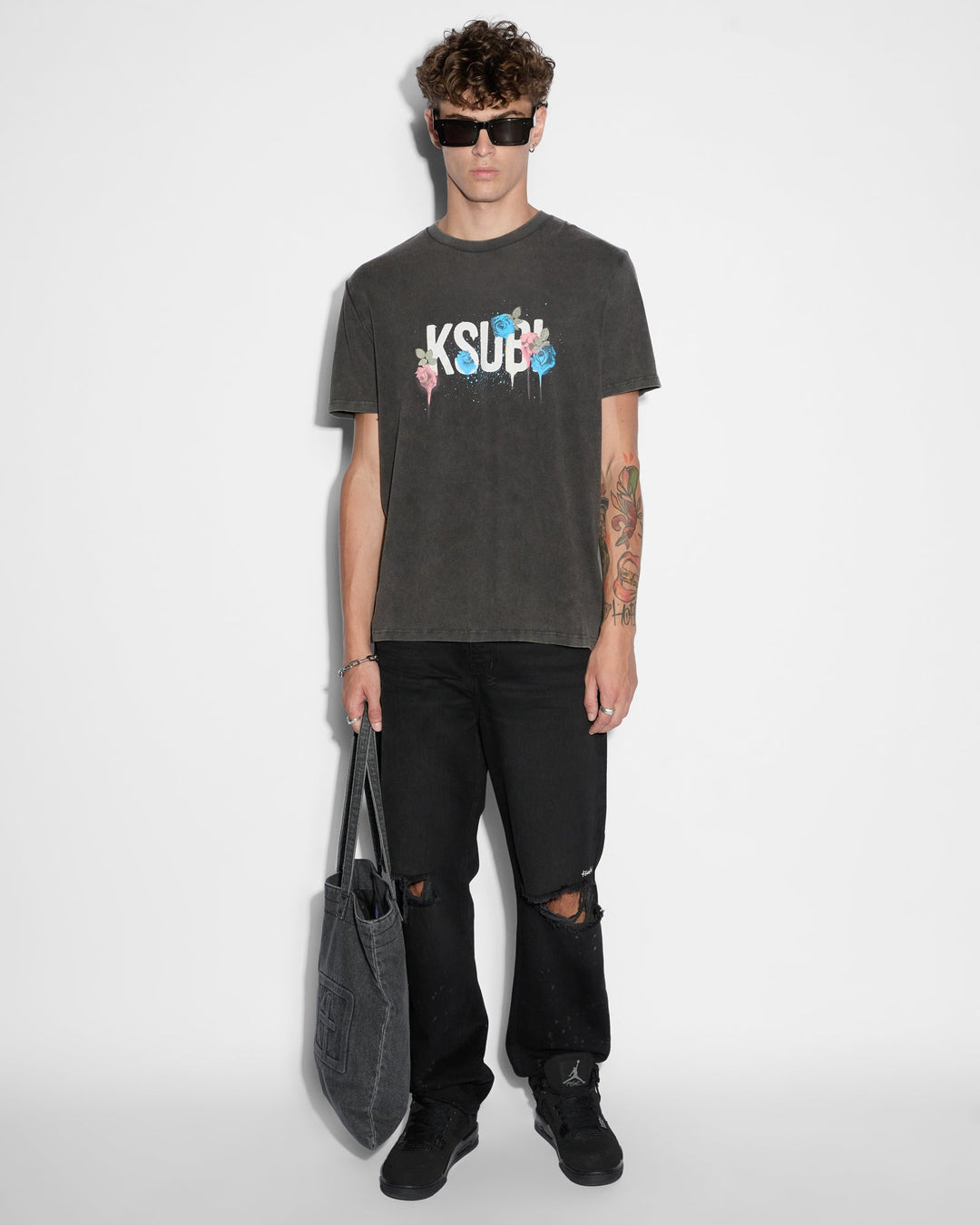 KSUBI graff rose kash ss tee - acid grey