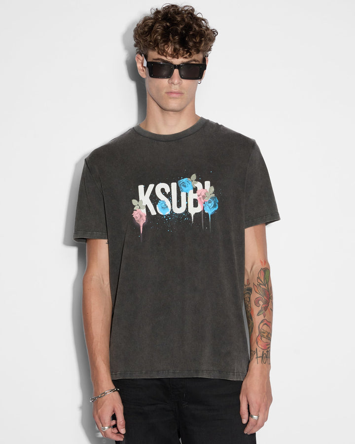 KSUBI graff rose kash ss tee - acid grey