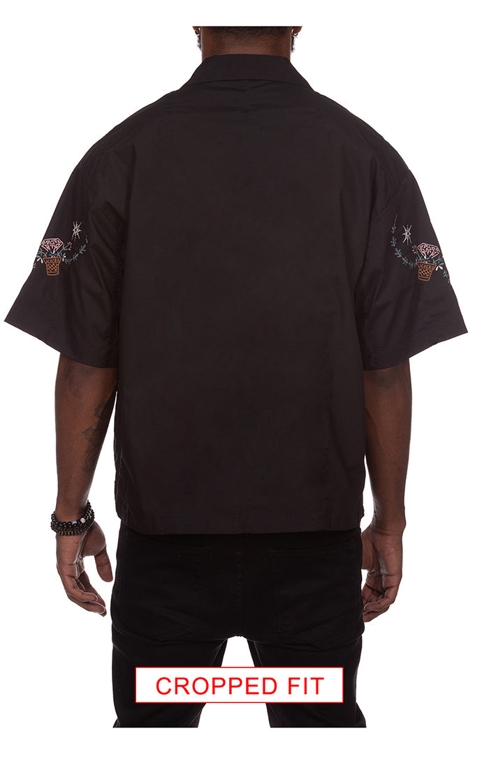 ICECREAM the palms ss woven (crop fit) - black