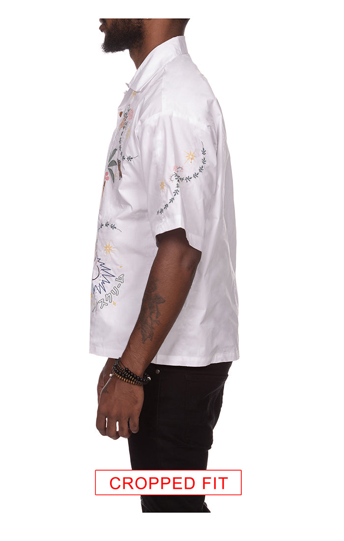 ICECREAM the palms ss woven (crop fit) - white