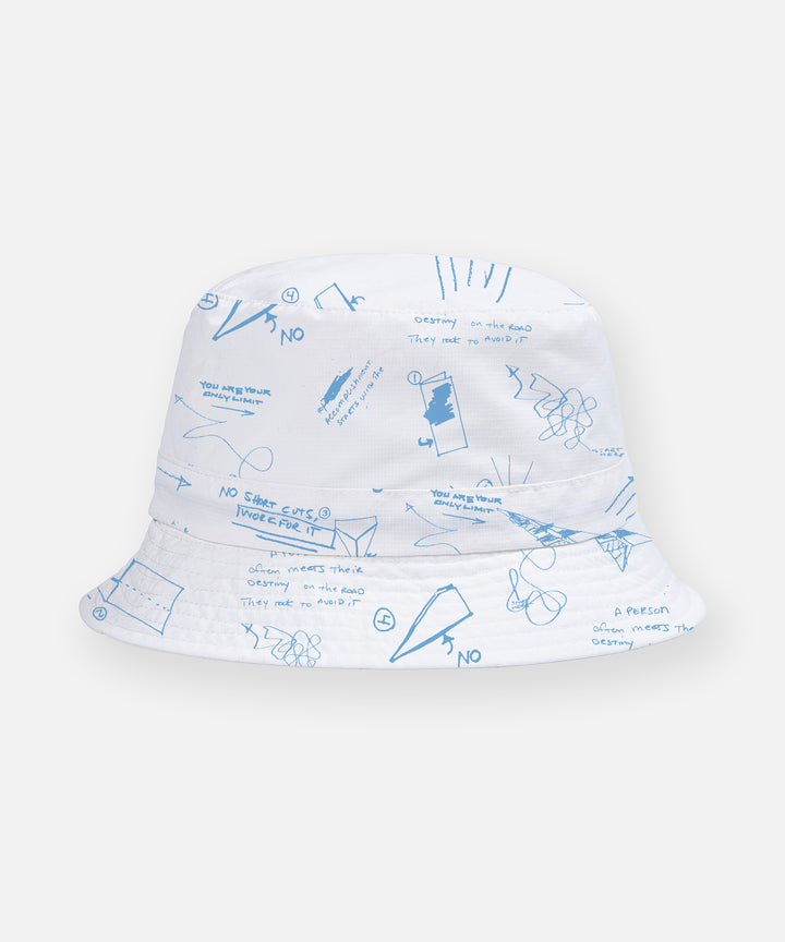 Paper Planes UV Sketch Print Packable Bucket Hat - White