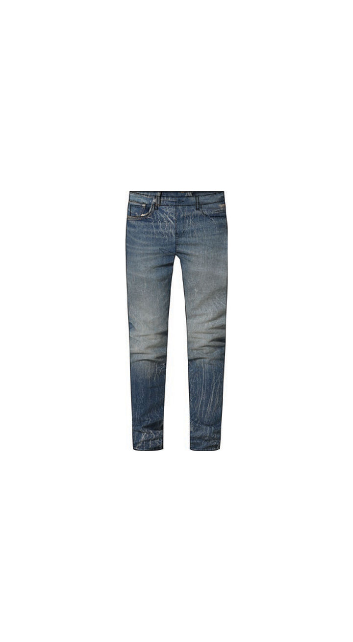 Purple Brand P001 Mid Indigo SICR424 Skinny Crackle Coated - Mid Indigo