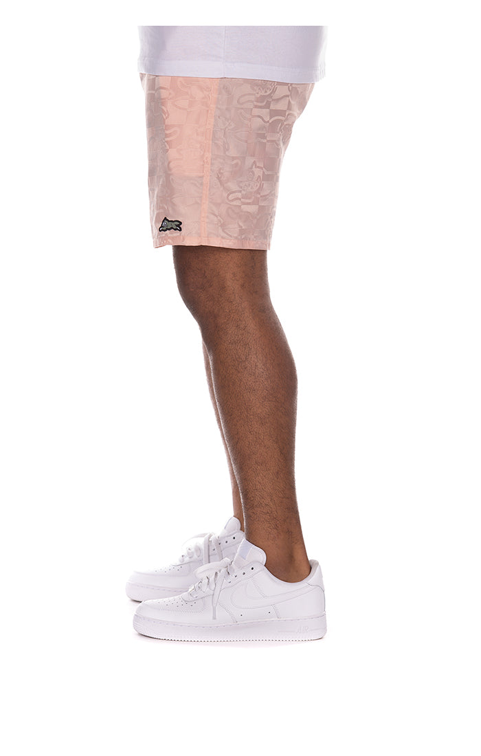 ICECREAM running check shorts - silver pink