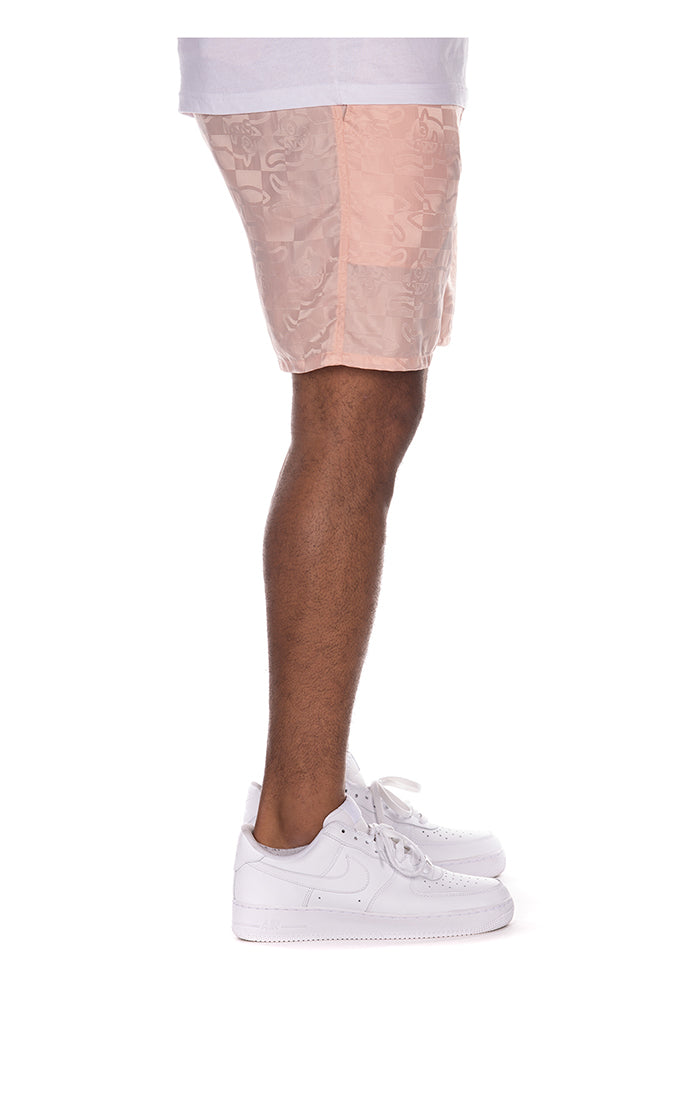 ICECREAM running check shorts - silver pink